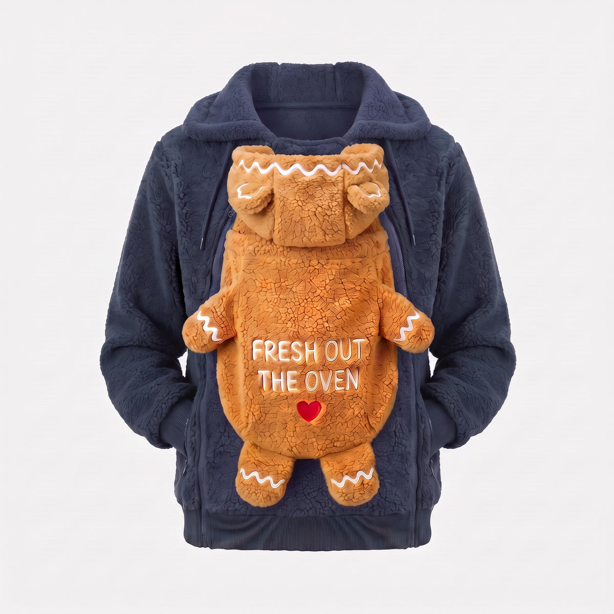 Mistletot Gingerbread baby pouch hoodie in navy